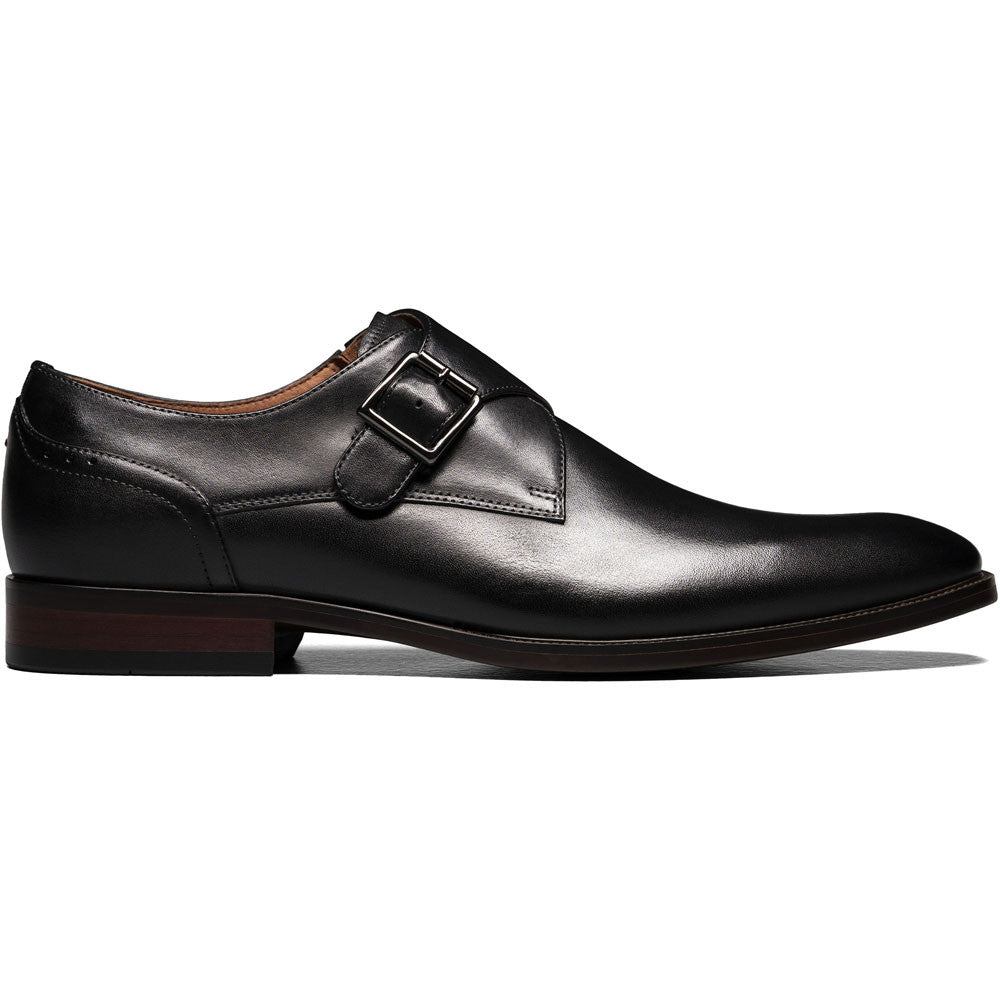 Florsheim Sorrento Black Plain Toe Single Monk Strap Shoes