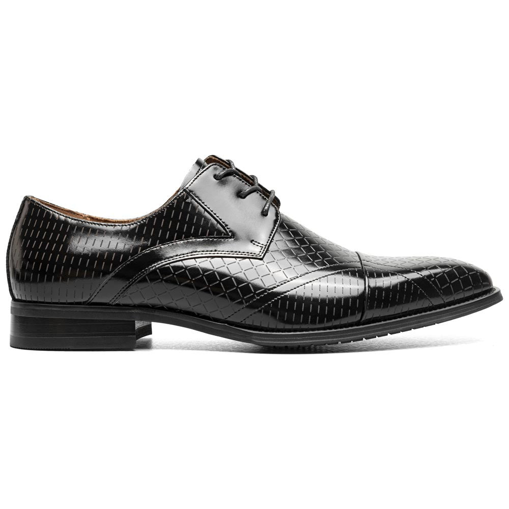 Stacy Adams Men’s Black Textured Leather Cap Toe Oxfords Hobson