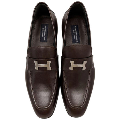Corrente Men's Calfskin H-Buckle Loafer - Brown