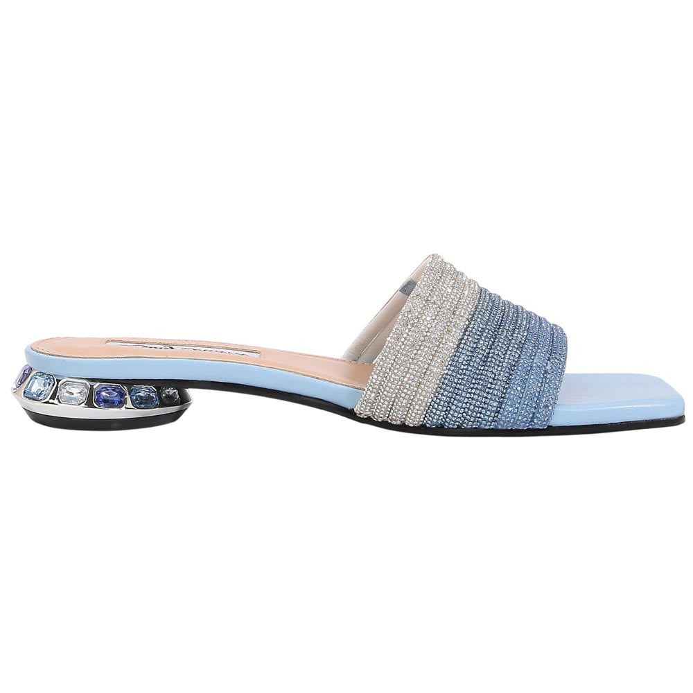 Lady Couture Women's Amazing Blue Multi Metallic Rhinestone Strap Slide Sandals