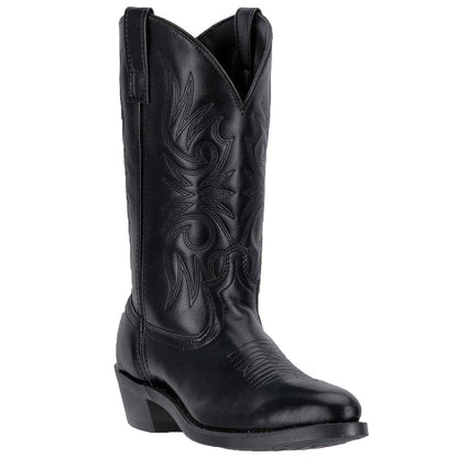 Laredo Paris Black Leather Round Toe Western Cowboy Boots (USA Men Size)