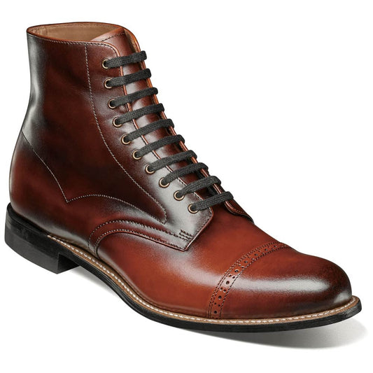 Stacy Adams Madison Cognac Anaconda Print Leather Cap Toe Boots (USA Men Size)