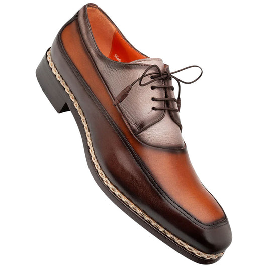 Bowery Calfskin/Deerskin Chocolate Multi Derby | Mezlan of Spain Dress Shoes for Men