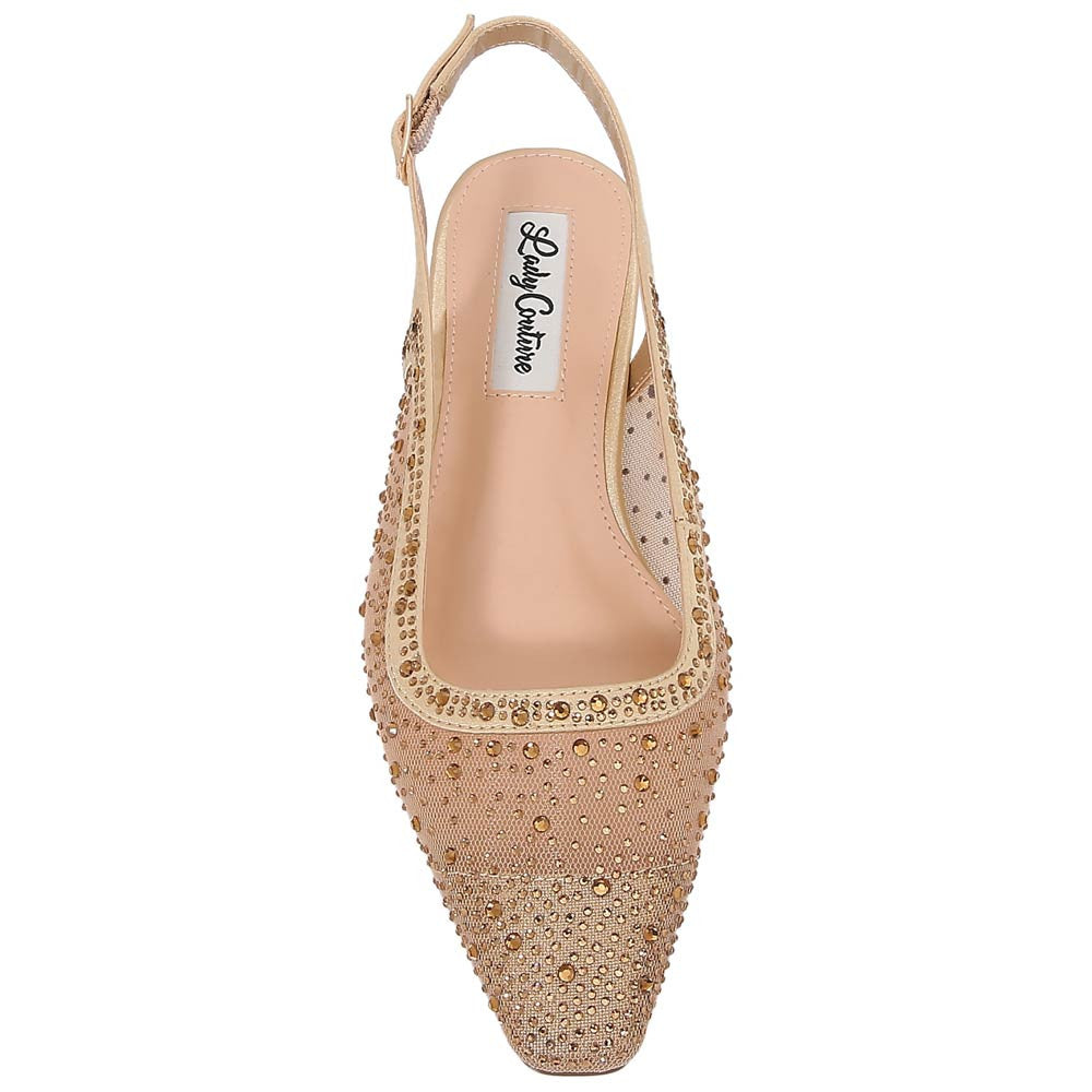 Lady Couture Kara 0.75” Block Heel Flats in Gold