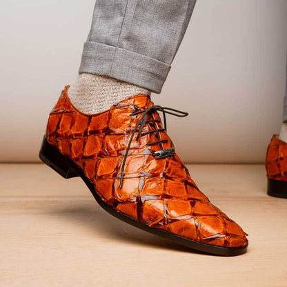 Oliveri Men's Genuine Pirarucu Skin Classic Dress Oxford | Marco Di Milano