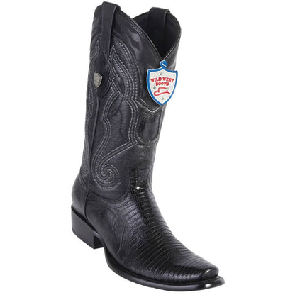 Wild West Black Genuine Lizard Skin Boots