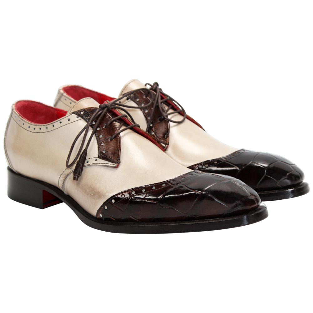 Fennix of Italy Genuine Alligator Skin JAX Brown Multi Derby Shoes (US Men Size)