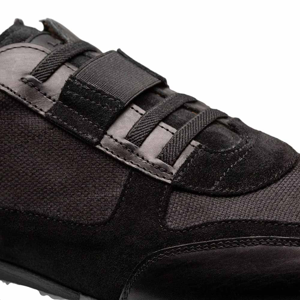 Mezlan Shoes Men’s Black Suede & Linen Riumar Hybrid Sneaker