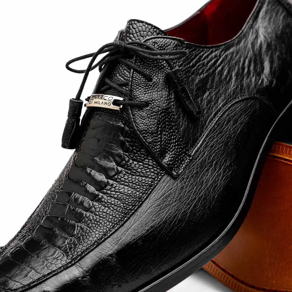 Andretti Black Men's Genuine Ostrich Leg Dress Derby | Marco Di Milano
