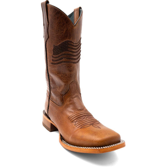 Ferrini Men's Patriot Honey Square Toe Leather Cowboy Boots