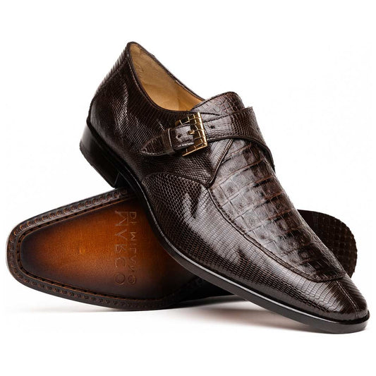 Toluca Genuine Crocodile and Lizard Skin Brown Monk Strap | Marco Di Milano
