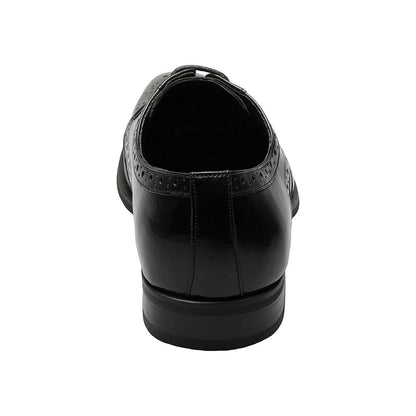 Tinsley Black Buffalo Leather Wingtip Oxfords by Stacy Adams
