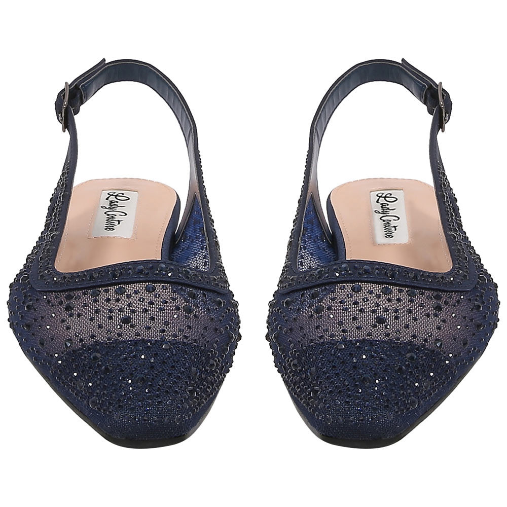 Lady Couture Kara 0.75” Block Heel Flats in Navy