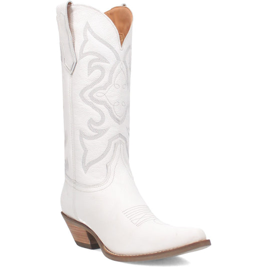 Dingo Out of West Suede White Snip Toe Western Boots for Women