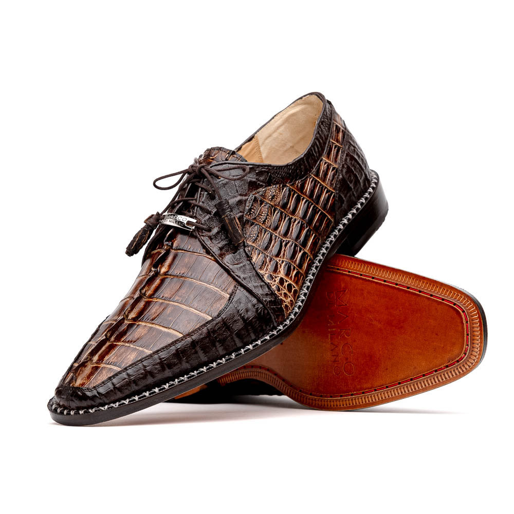 Caribe Men's Orix/Brown Genuine Caiman Crocodile Skin Derby | Marco Di Milano