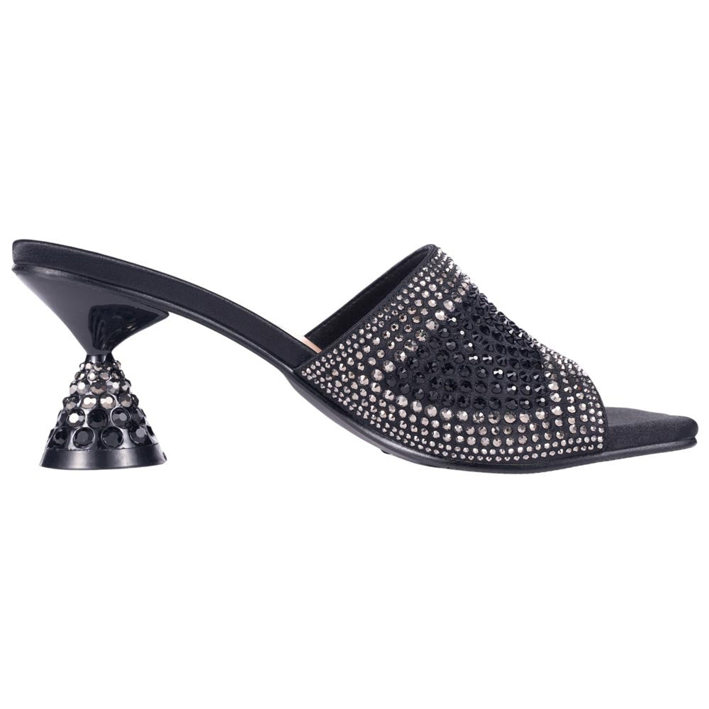 Lady Couture Fontana Women's Black Block Heel Wide Vamp Mules