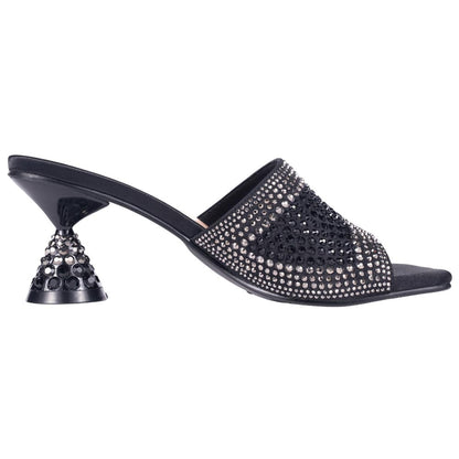 Lady Couture Fontana Women's Black Block Heel Wide Vamp Mules
