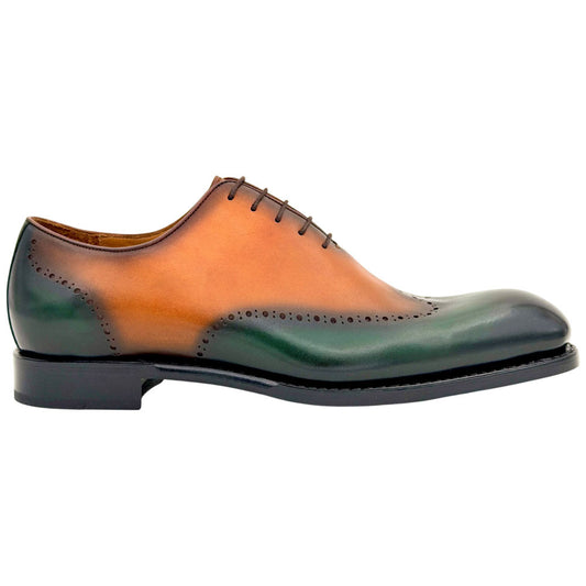 Ugo Vasare Williams Goodyear Welt Wholecut Toe Camel Green Dress Shoes