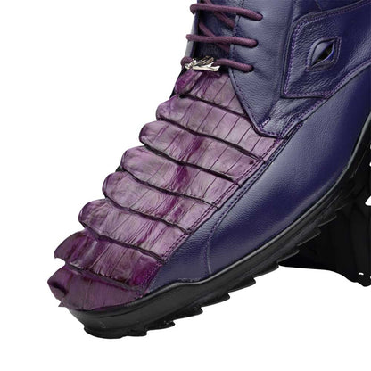 Marco Di Milano Udine Genuine Hornback Caiman & Calf Leather Sneaker - Purple