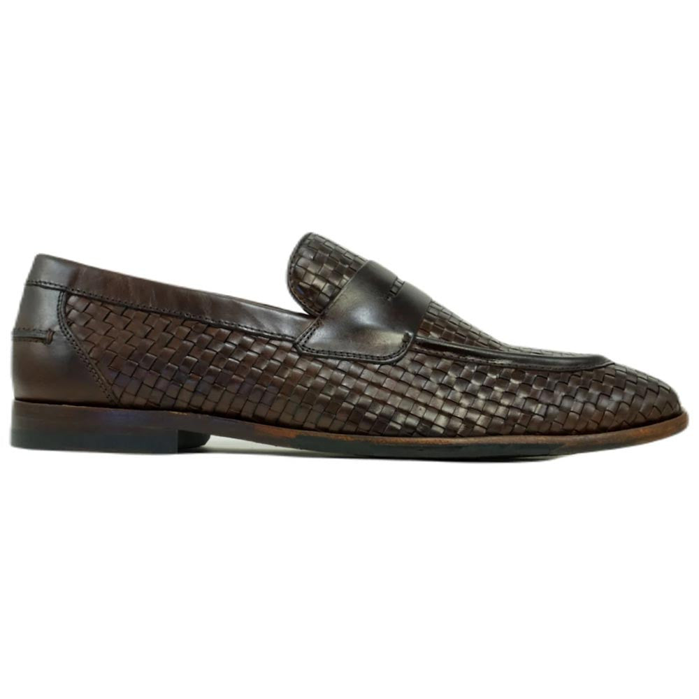 Alan Payne Boca Brown Woven Penny Slip On Loafers