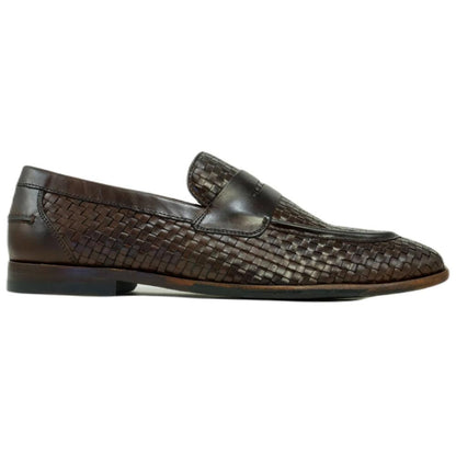 Alan Payne Boca Brown Woven Penny Slip On Loafers