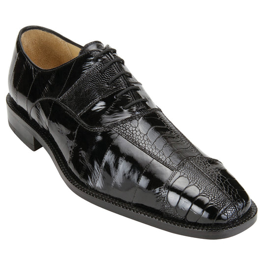 Belvedere Men's Oxfords Black Ostrich & Eel Shoe
