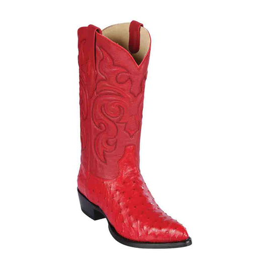 Los Altos Red J-Toe Genuine Ostrich