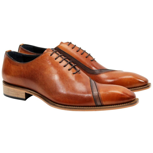 Duca Torre Premium Italian Leather Cognac Oxford Shoes For Men