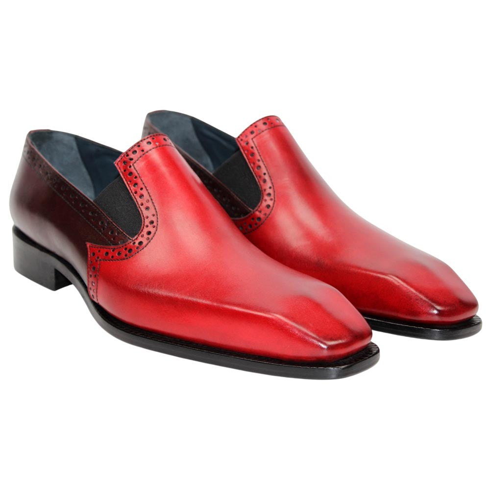 DUCA Paliano Rosso/Burgundy Italian Leather Slip-On Loafer for Men
