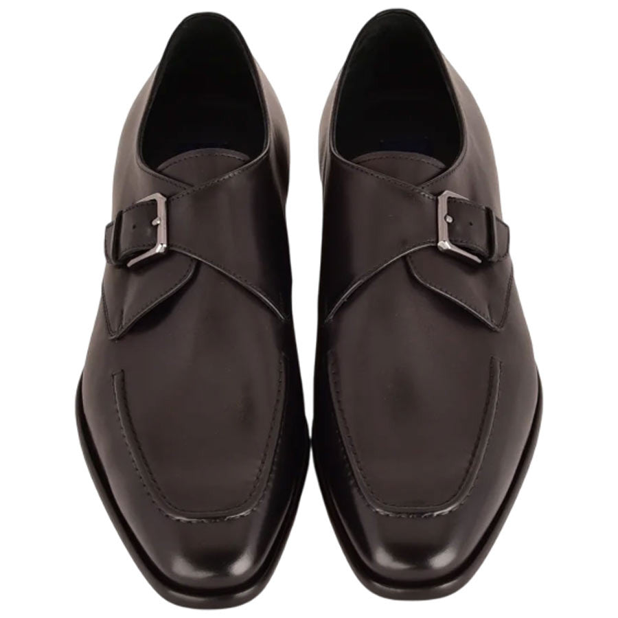 Corrente Men’s Black Monk Strap Cap Toe Premium Leather Shoes