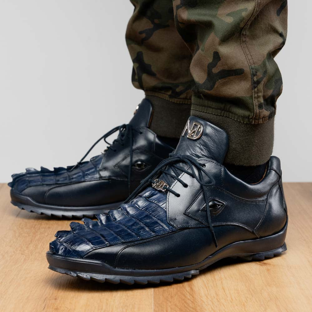 Marco Di Milano Udine Genuine Hornback Caiman & Calf Leather Sneaker - Navy