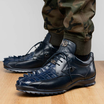Marco Di Milano Udine Genuine Hornback Caiman & Calf Leather Sneaker - Navy