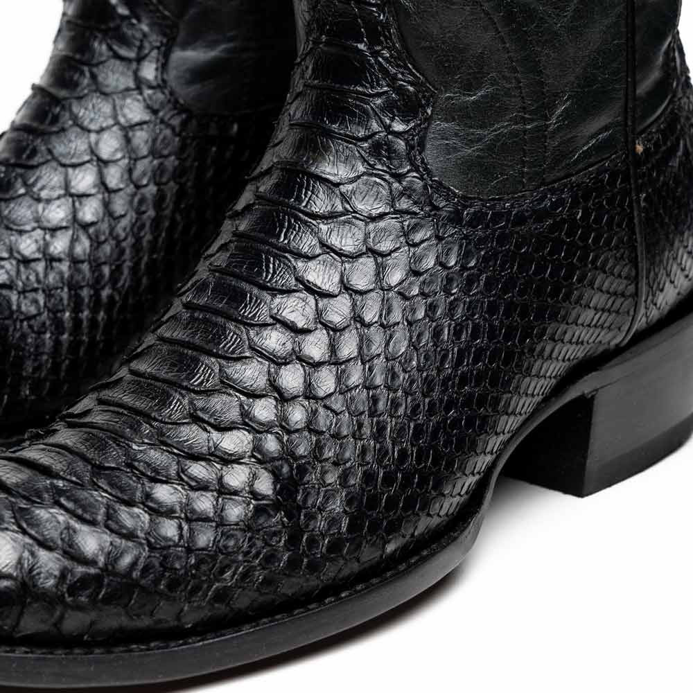 Kansas Genuine Python Skin Black Cowboy Boot | Marco Di Milano Western Boots
