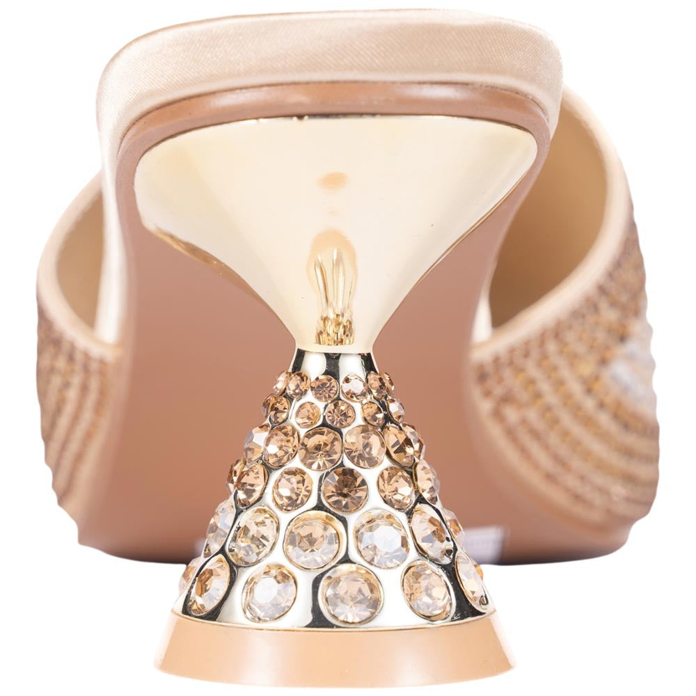 Lady Couture Fontana Women's Gold Block Heel Wide Vamp Mules