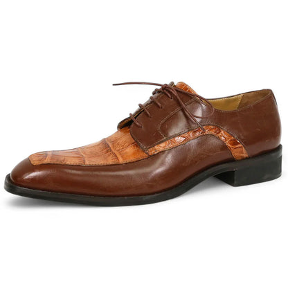 Mauri Arsenal Men's Gold Shoes Alligator / Calf-Skin Leather Lace-Up Derby Shoes