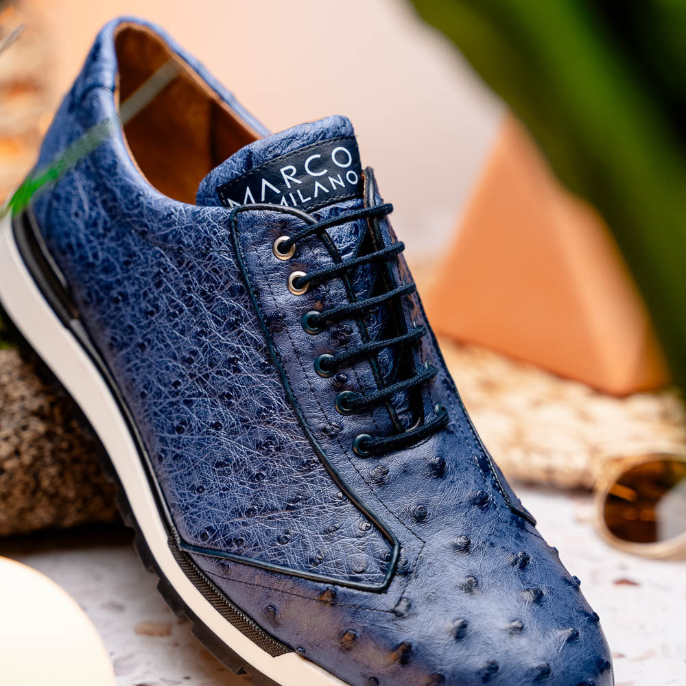 Marco Di Milano Scanno Antique Navy Ostrich Fashion Sneakers