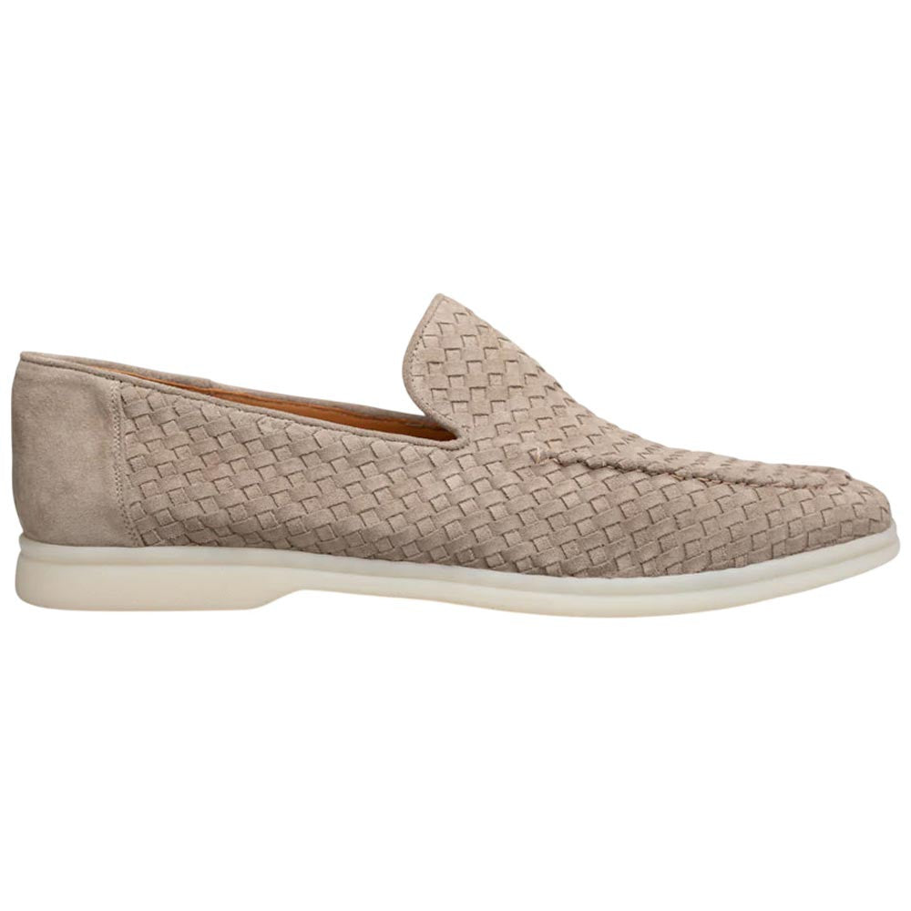 MEZLAN Men's Woven Suede Taupe Moccasin Loafer Sanlucar