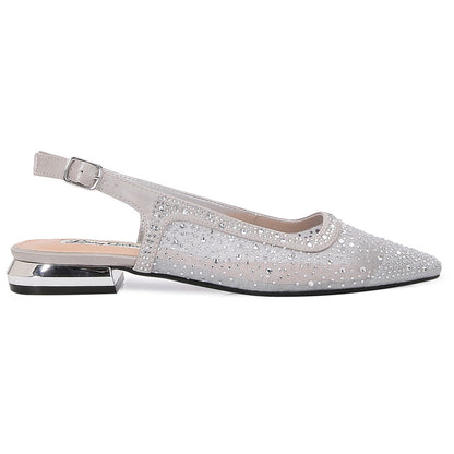 Lady Couture Kara 0.75” Block Heel Flats in Silver