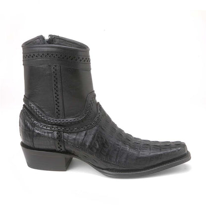 Los Altos Black Caiman Tail Low Shaft European Square Toe Men's Boot