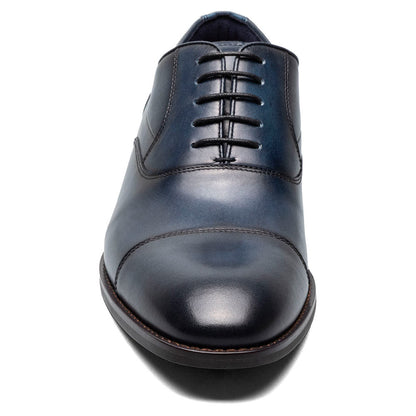 Stacy Adams Kallum Navy Burnished Leather Cap Toe Oxford Shoes (USA Men Size)