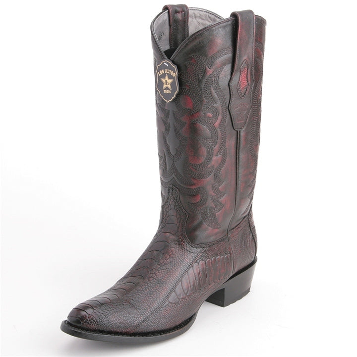 Los Altos Cherry Boots Genuine Ostrich Skin