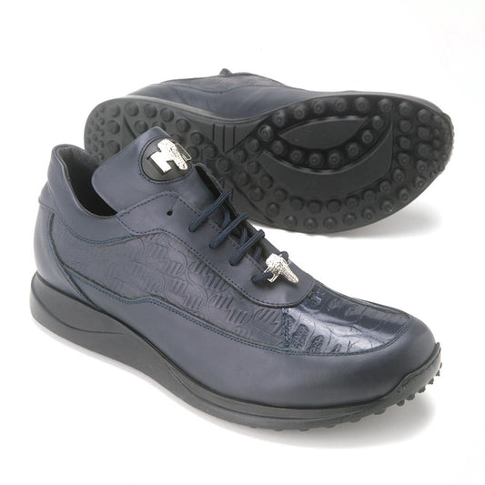 Mauri Blue Genuine Crocodile Skin & Nappa Casual Sneakers