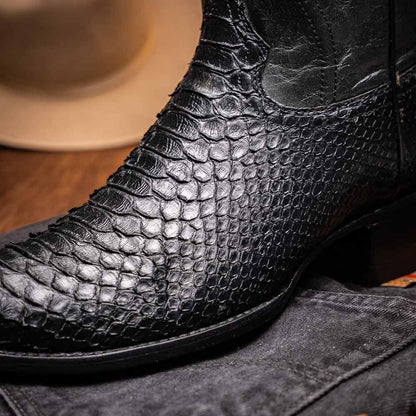 Kansas Genuine Python Skin Black Cowboy Boot | Marco Di Milano Western Boots