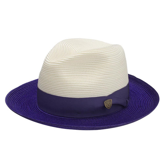 Dobbs Toledo Milan Straw Hat in Ivory/Purple