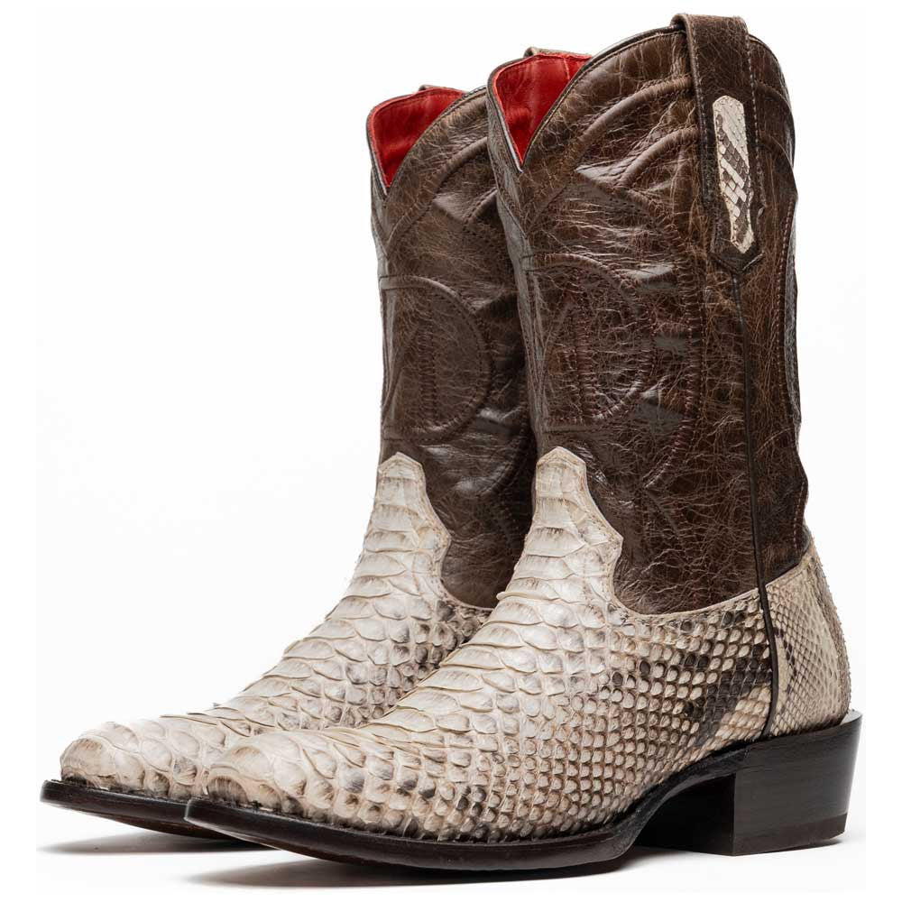 Kansas Genuine Python Skin Natural Cowboy Boot | Marco Di Milano Western Boots