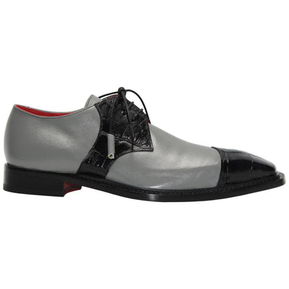 Fennix of Italy Genuine Alligator Skin LANDON 2 Black/Grey Shoes (USA Men Size)