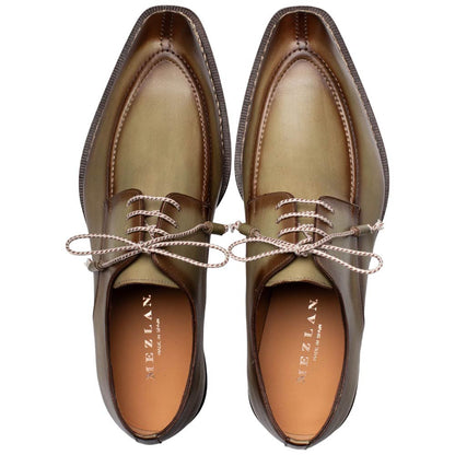 Mezlan Belmonte Men’s Olive Hand-Burnished Patina Calfskin Dress Derby Shoes