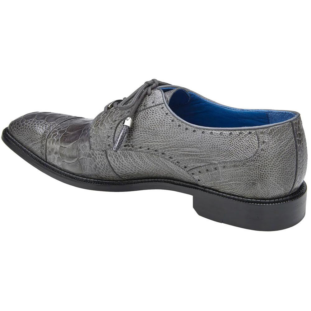 Belvedere Batta Gray Ostrich Skin Cap Toe Lace-Up Shoes for Men