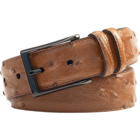 Mezlan Men's Genuine Ostrich Belt in Brandy