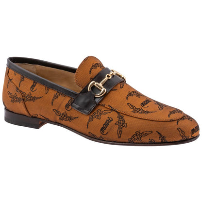 MAURI Shoes Men’s Trigator Moc Toe Loafer Copper Sport Rust Fabric & Calfskin Leather Luxury Horsebit Loafers